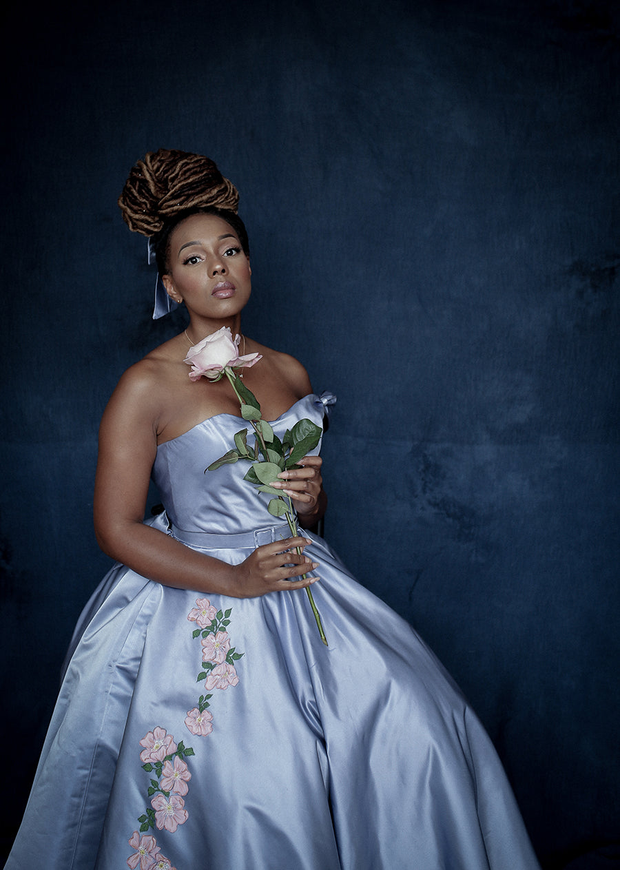 Brier Rose - Blue Silk Duchess Satin Dress