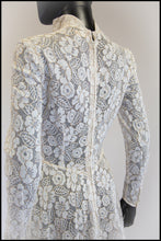 Vintage 1950s Ivory Gold Lace Princess Gown
