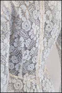 Vintage 1950s Ivory Gold Lace Princess Gown