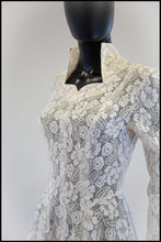 Vintage 1950s Ivory Gold Lace Princess Gown
