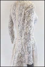 Vintage 1950s Ivory Gold Lace Princess Gown