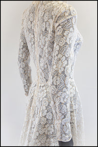 Vintage 1950s Ivory Gold Lace Princess Gown