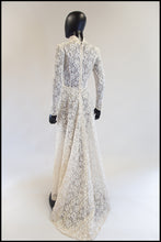 Vintage 1950s Ivory Gold Lace Princess Gown