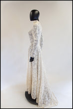 Vintage 1950s Ivory Gold Lace Princess Gown