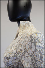 Vintage 1950s Ivory Gold Lace Princess Gown