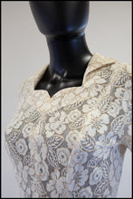 Vintage 1950s Ivory Gold Lace Princess Gown