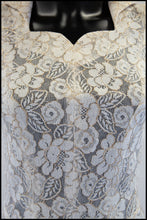 Vintage 1950s Ivory Gold Lace Princess Gown