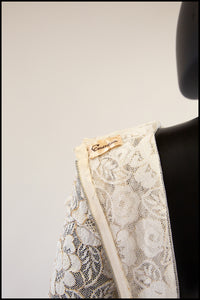 Vintage 1950s Ivory Gold Lace Princess Gown