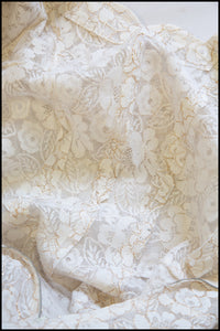 Vintage 1950s Ivory Gold Lace Princess Gown