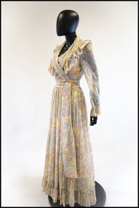 Vintage 1970s Paisley Print Maxi Dress and Jacket