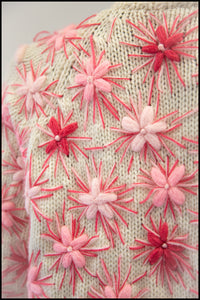 Vintage 1960s Pink Embroidered Cardigan Coat