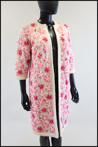 Vintage 1960s Pink Embroidered Cardigan Coat