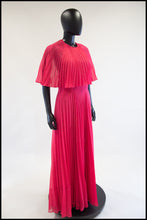 Vintage 1970s Hot Pink Chiffon Maxi Dress