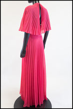 Vintage 1970s Hot Pink Chiffon Maxi Dress