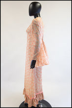 Vintage 1970s Peach Devore Maxi Dress