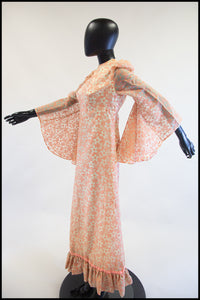 Vintage 1970s Peach Devore Maxi Dress