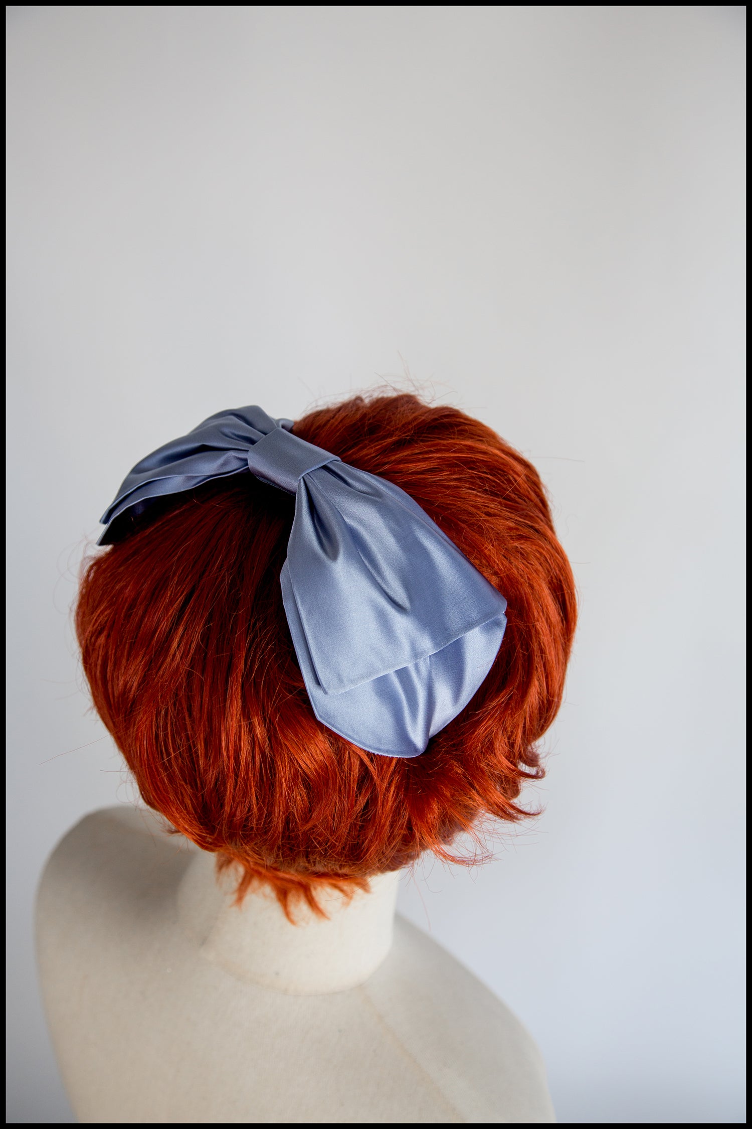 Dusky Blue Silk Bow Headband