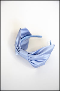 Dusky Blue Silk Bow Headband