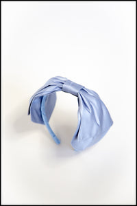 Dusky Blue Silk Bow Headband