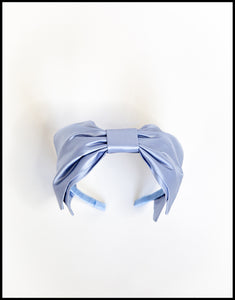 Dusky Blue Silk Bow Headband