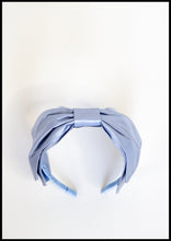 Dusky Blue Silk Bow Headband