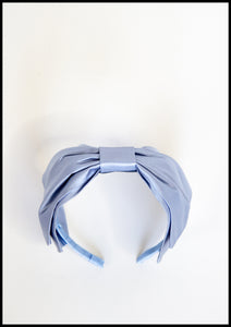 Dusky Blue Silk Bow Headband