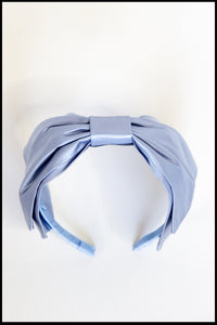 Dusky Blue Silk Bow Headband