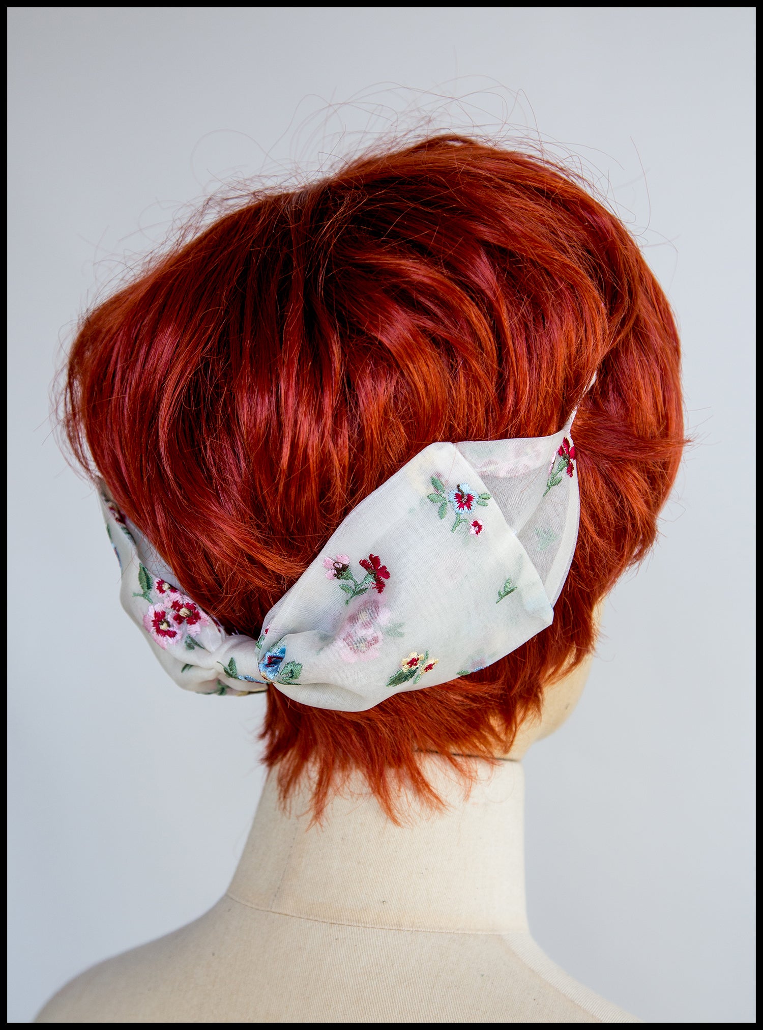 Embroidered Floral Silk Bow Headband