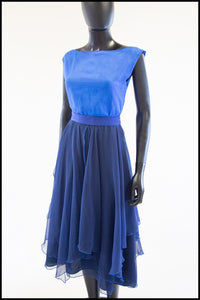 Vintage 1970s Blue Chiffon Dance Dress