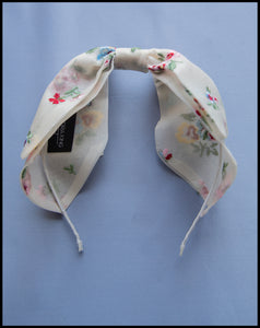 Embroidered Floral Silk Bow Headband