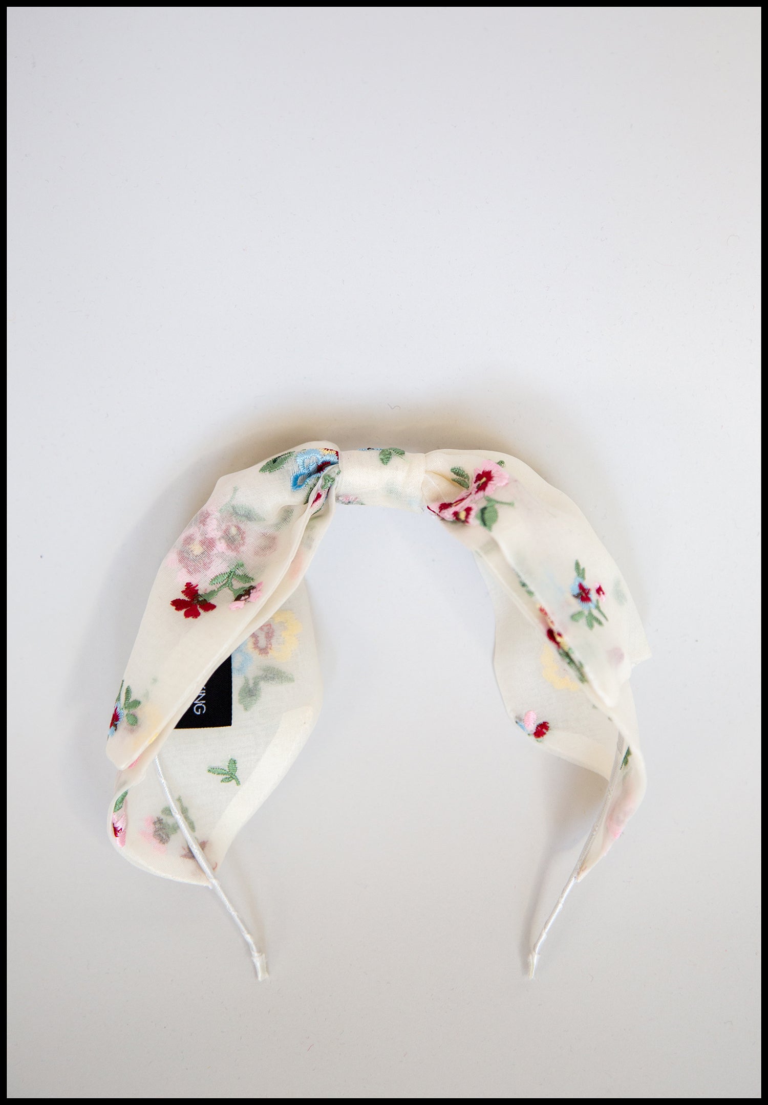 Embroidered Floral Silk Bow Headband