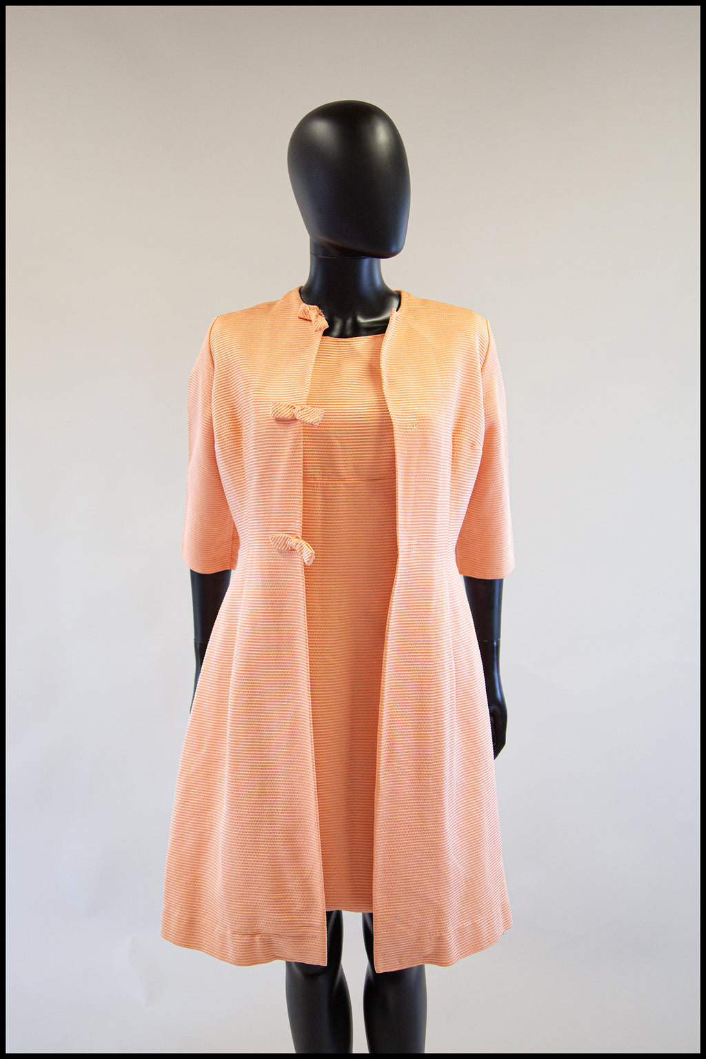 Vintage 1960s Peach Mini Dress and Coat Suit