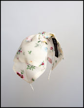 Embroidered Floral Silk Bow Headband