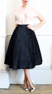 Vintage 1980s Black Velvet Swing Skirt