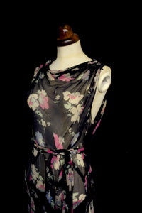 Vintage 1930s Floral Chiffon Gown
