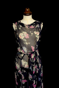 Vintage 1930s Floral Chiffon Gown