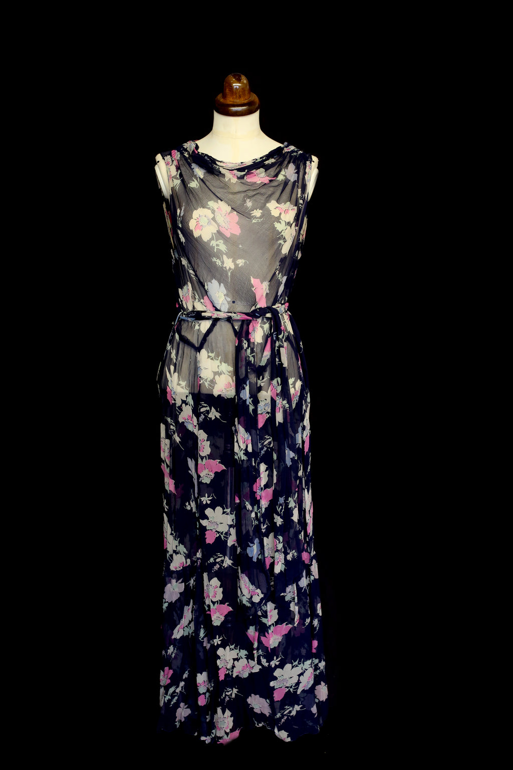 Vintage 1930s Floral Chiffon Gown
