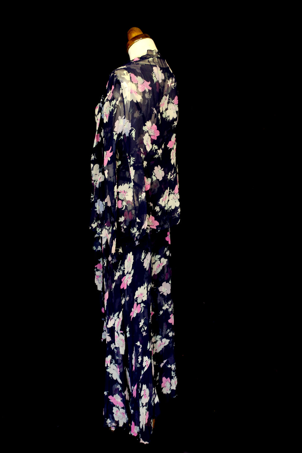 Vintage 1930s Floral Chiffon Gown