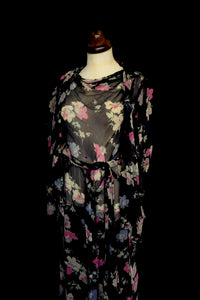 Vintage 1930s Floral Chiffon Gown