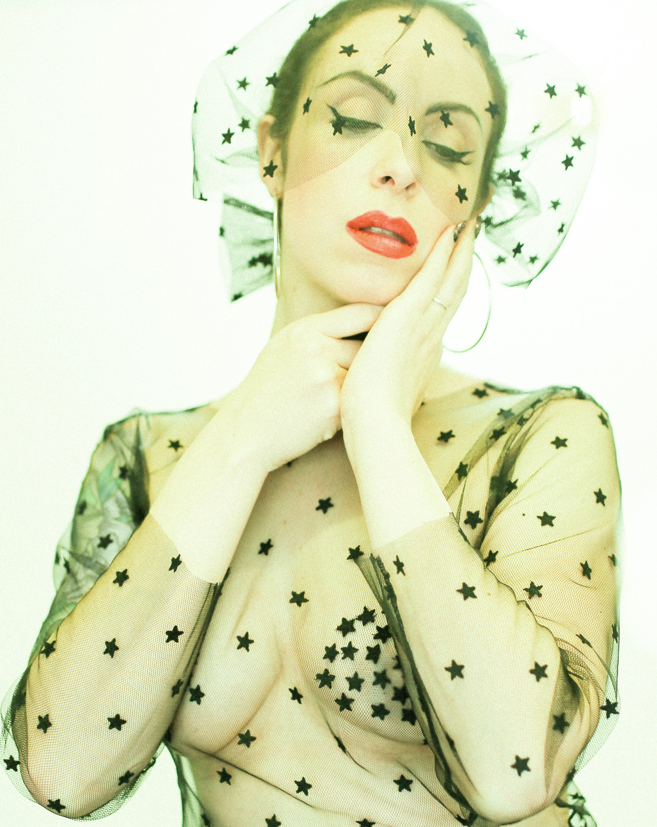 Veil - Black Magic Star Fascinator Face Veil