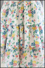 Vintage 1980s White Floral Cotton Tiered Dress