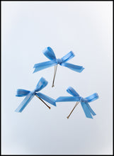 Blue satin Bow Bobby Pins - Set of 3