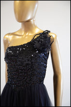 Vintage 1980s Asymmetric Black Tulle Dress