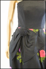 Vintage 1960s Black Embroidered Linen Glamourette Dress