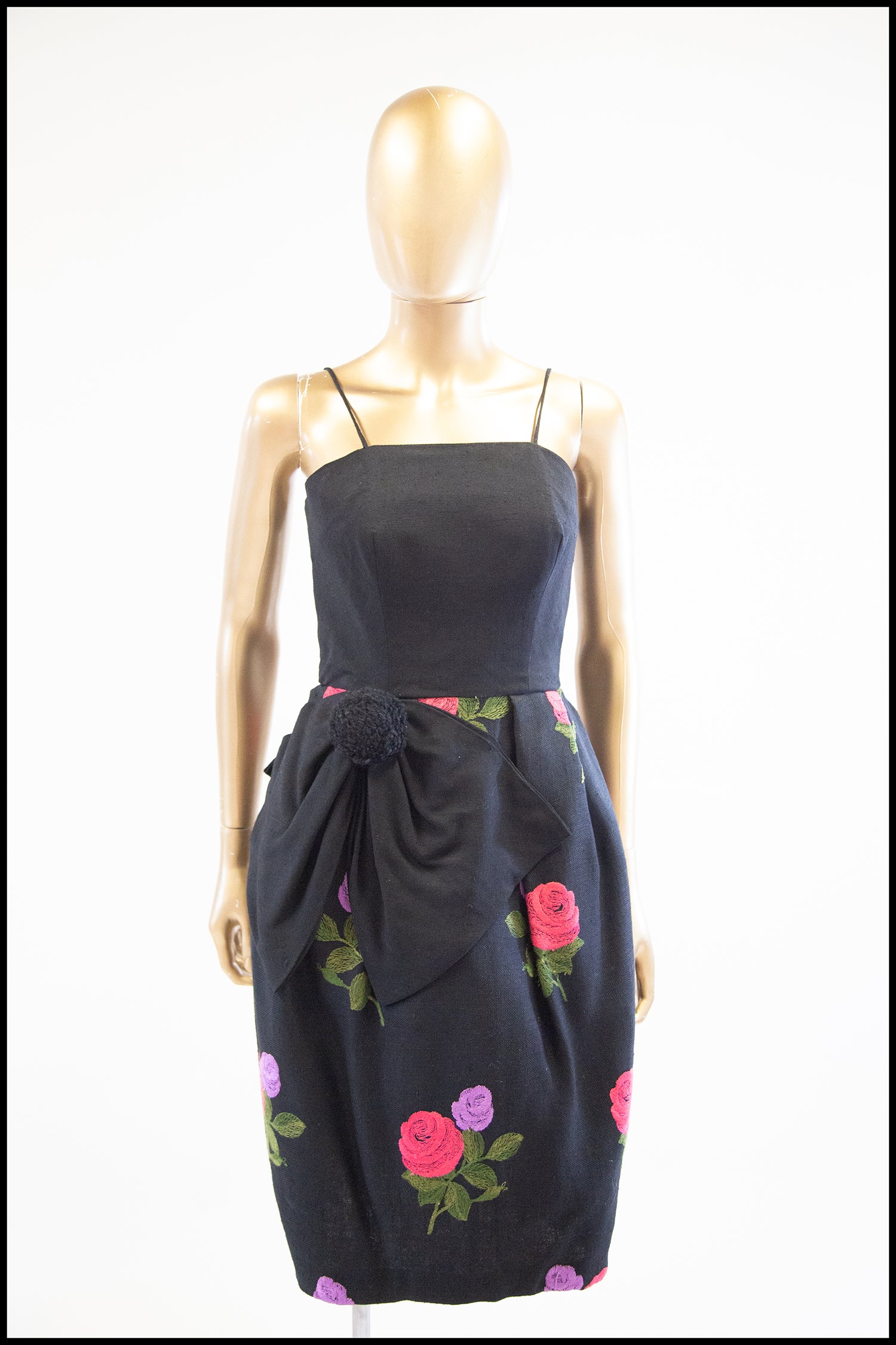 Vintage 1960s Black Embroidered Linen Glamourette Dress – ALEXANDRAKING