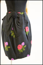 Vintage 1960s Black Embroidered Linen Glamourette Dress