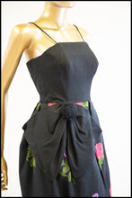 Vintage 1960s Black Embroidered Linen Glamourette Dress