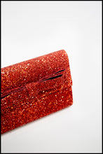 Ruby Red Glitter Clutch Bag