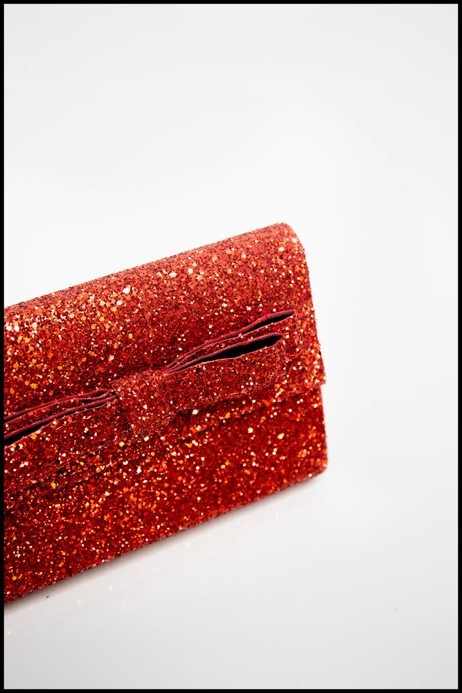 Ruby Red Glitter Clutch Bag