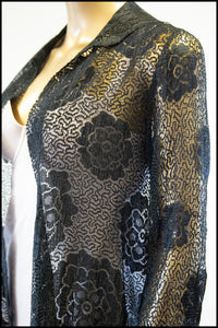 Vintage 1920s Black Scallop Lace Top